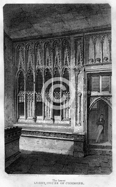The Lower Lobby, House of Commons, Westminster, London, 1815.Artist: Sands