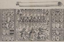 The Lower Portion of the Genealogy of Maximilian; with the Left Edge of the Scroll for the..., 1515. Creator: Hans Springinklee