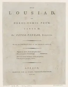 The Lousiad by Peter Pindar, Frontispiece, 1787., 1787. Creator: Thomas Rowlandson