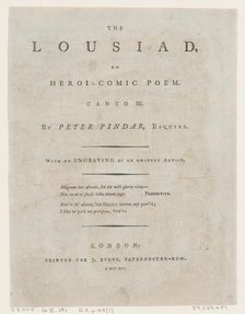 The Lousiad by Peter Pindar, Frontispiece, 1787., 1787. Creator: Thomas Rowlandson