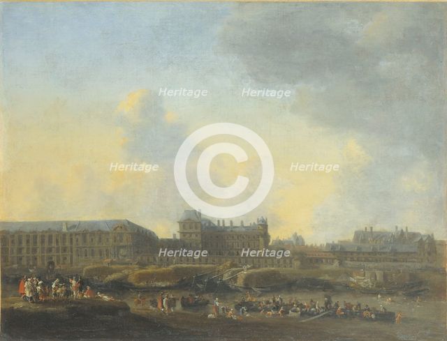 The Louvre and Hotel de Bourbon, seen from the left bank, around 1650, c1650. Creator: Reinier Zeeman.