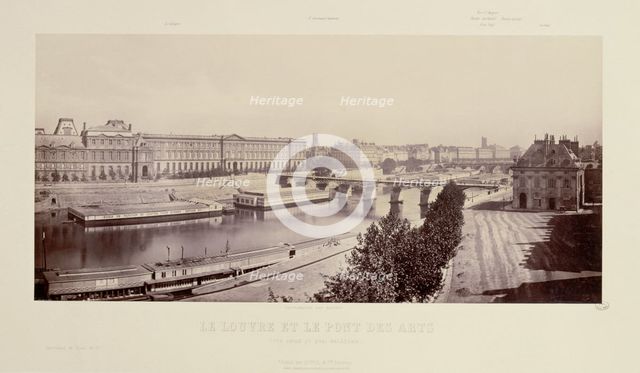 The Louvre and Pont des Arts. View taken from the Malaquais quay, between 1850 and 1860. Creators: Frederic Martens, Goupil and Co.
