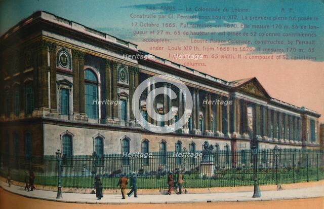 The Louvre Palace colonnade, Paris, c1920. Artist: Unknown.