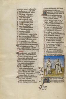 The Lover and the Personification of Friendship in Conversation; Roman de la Rose, about 1405. Creator: Unknown