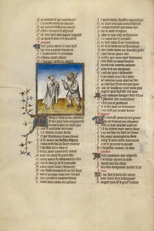 The Lover and the Personification of Resistance; Roman de la Rose, about 1405. Creator: Unknown