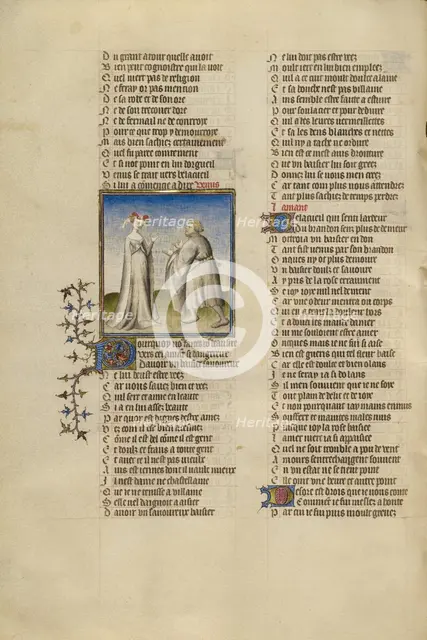 The Lover before Venus; Roman de la Rose, about 1405. Creator: Unknown.