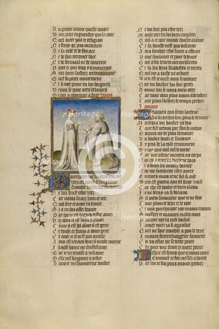The Lover before Venus; Roman de la Rose, about 1405. Creator: Unknown.