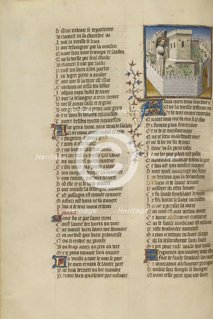 The Lover in the Castle's Garden where Good Reception is Imprisoned; Roman de la Rose, about 1405. Creator: Unknown.