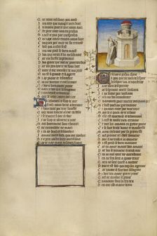 The Lover Standing before the Castle and Looking at Good Reception Imprisoned, about 1405. Creator: Unknown