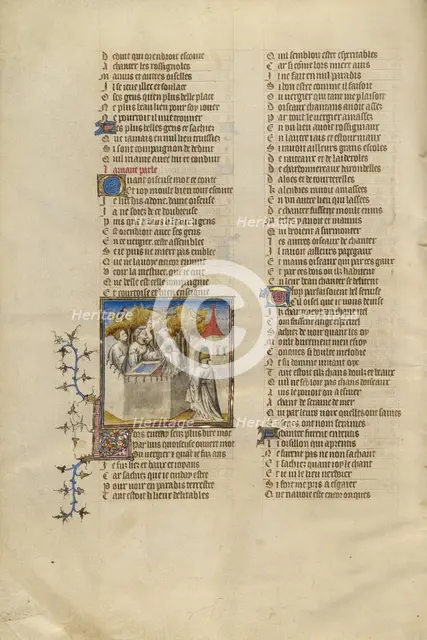 The Lover Views the Garden; Roman de la Rose, about 1405. Creator: Unknown.
