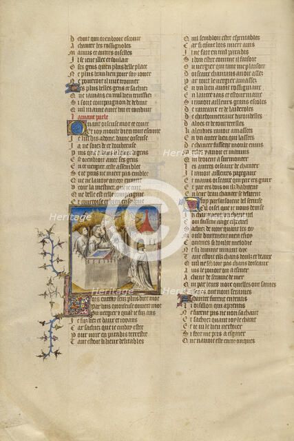 The Lover Views the Garden; Roman de la Rose, about 1405. Creator: Unknown.