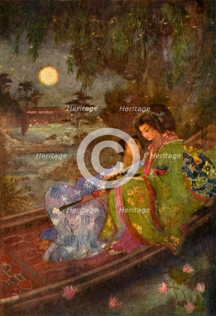 'The Lovers who exchanged Fans', 1912. Creator: Evelyn Paul.