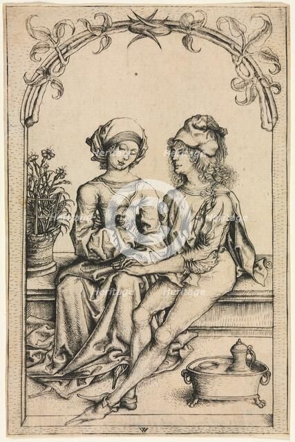 The Lovers (after the Housebook Master), c. 1490. Creator: Wenzel von Olmütz (Bohemian).