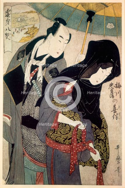 'The Lovers, Chubei and Umegawa', late 18th/early 19th century.  Artist: Kitagawa Utamaro