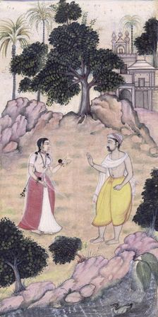 The lovers, Nala and Damayanti bidding farewell. Creator: Unknown