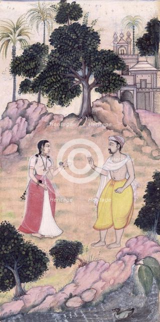 The lovers, Nala and Damayanti bidding farewell. Creator: Unknown.