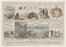 The Loves of the Fox and The Badger, or The Coalition Wedding. , January 7, 1784., January 7, 1784. Creator: Thomas Rowlandson