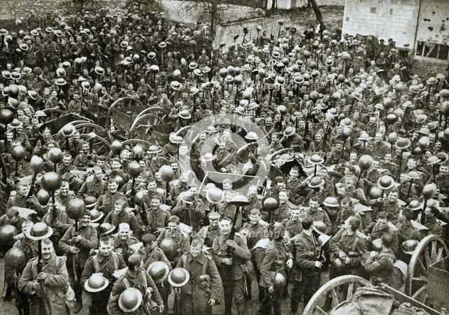 'The Loyal North Lancashire Regiment parading for the trenches', France, World War I, 1916. Creator: Unknown.