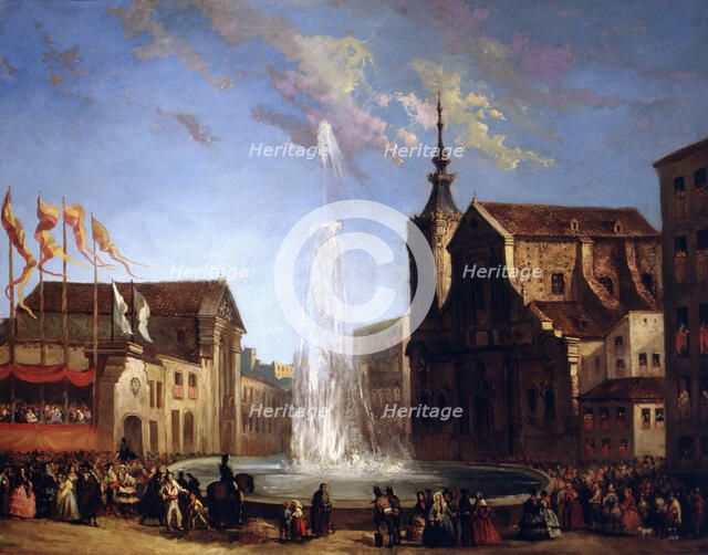 The Lozoya water supply to the fountain of San Bernardo Street', 1858, oil by Eugenio Lucas Veláz…