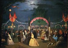 The public garden of Madrid called Paradise at dance night, 1862