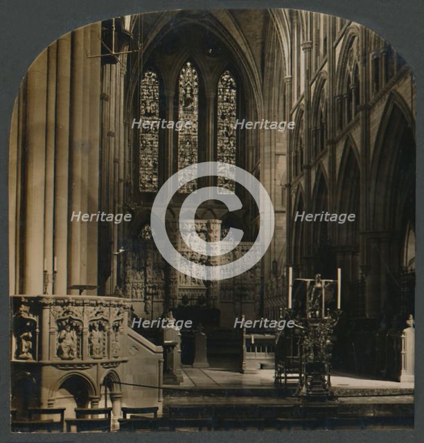 'The Pulpit and Choir of Truro Cathedral, Eng.', c1910. Creator: Unknown.