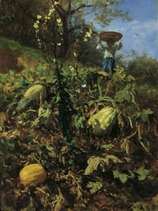 The pumpkin patch, 1862. Creator: August von Pettenkofen