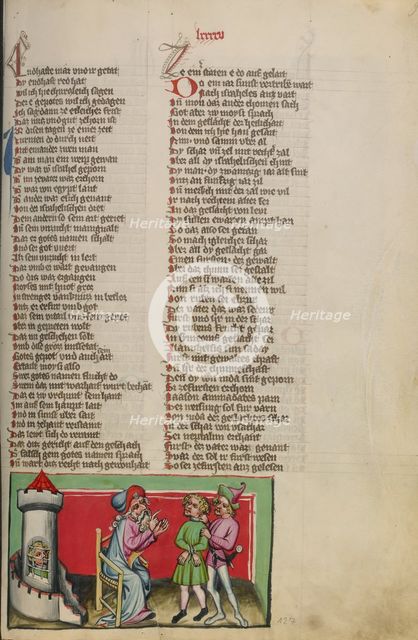 The Punishment of a Heretic; Weltchronik, about 1400-1410. Creator: Unknown.