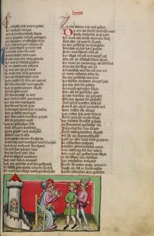 The Punishment of a Heretic; Weltchronik, about 1400-1410. Creator: Unknown