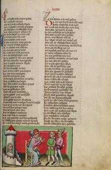 The Punishment of a Heretic; Weltchronik, about 1400-1410. Creator: Unknown