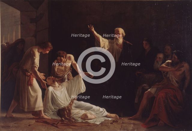 The Punishment of Ananias and Sapphira, 1865. Artist: Harlamov, Alexei Alexeyevich (1840-1922)