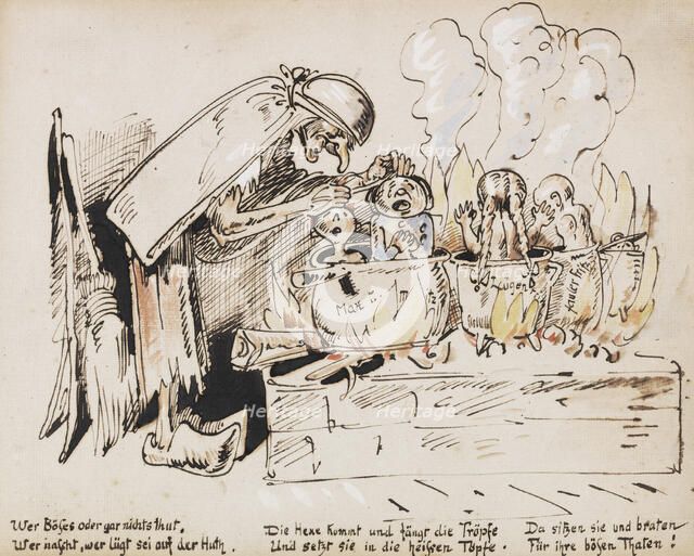 The Punishment of the Naughty Children (Max & Moritz), c. 1875. Creator: Busch, Wilhelm (1832-1908).