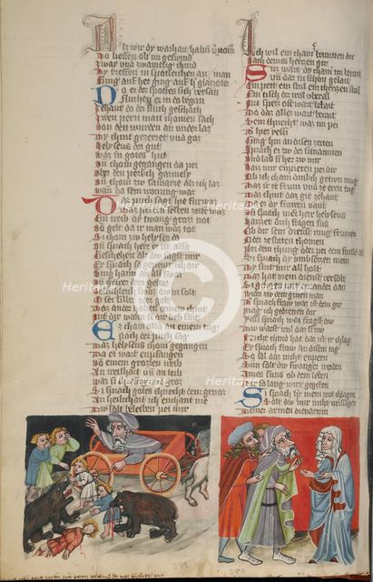 The Punishment of the Children who Mocked Elisha in Bethel: The Widow before Elisha, about 1400-10. Creator: Unknown.