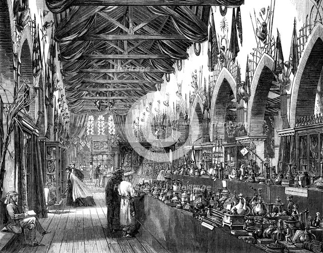 The Punjaub Exhibition of Arts and Industry at Lahore: interior of the building, 1864. Creator: Unknown.