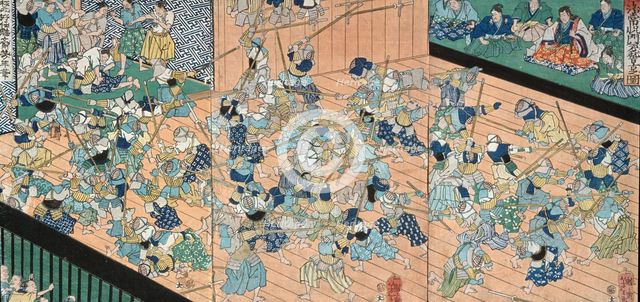 The Pupils of Uji Joetsu Practicing Fencing, 19th century. Creator: Tsukioka Yoshitoshi.