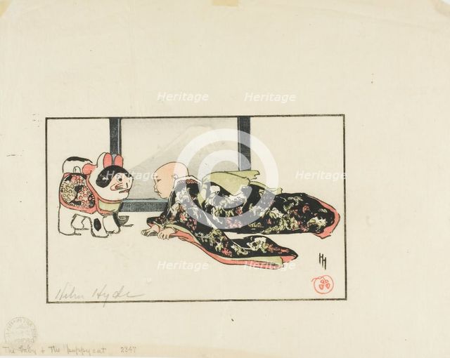 The Puppy-Cat and the Baby, 1904. Creator: Helen Hyde.