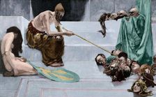 The purge of Jehu, King of Israel, by his enemies of the house of Ahab, 19th century. Creator: Bong