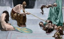 The purge of Jehu, King of Israel, by his enemies of the house of Ahab, 19th century. Creator: Bong
