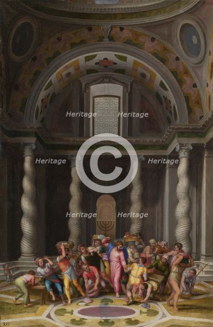 The Purification of the Temple, after 1550. Artist: Venusti, Marcello (1512/15-1579)