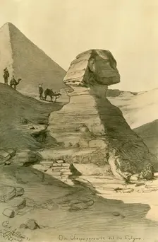 The Pyramid of Khufu and the Sphinx, 1898. Creator: Christian Wilhelm Allers