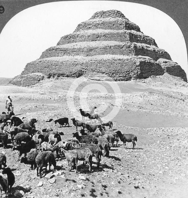 The Pyramid of Sakkarah, Egypt, 1905.Artist: Underwood & Underwood