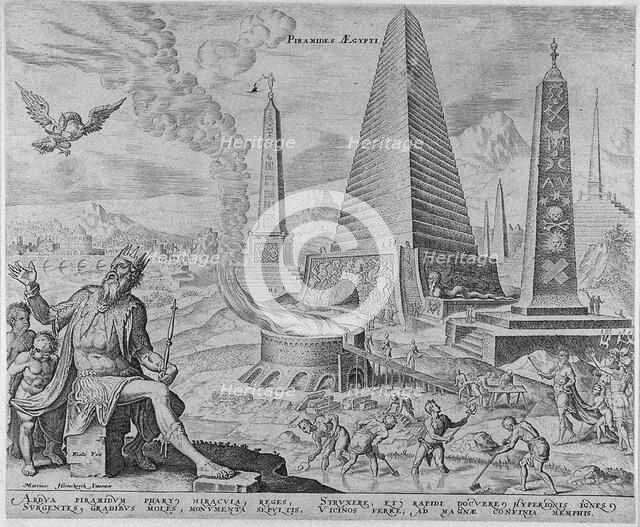 The Pyramids of Egypt (from the series The Eighth Wonders of the World) After Maarten van Heemskerck, 1572. Artist: Galle, Philipp (1537-1612)