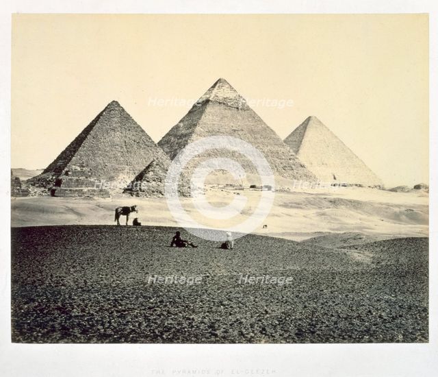 'The Pyramids of El-Geezeh from the South West', Egypt, 1858. Creator: Francis Frith.