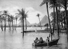 The Pyramids of Giza during a flood, Cairo, Egypt, c1920s