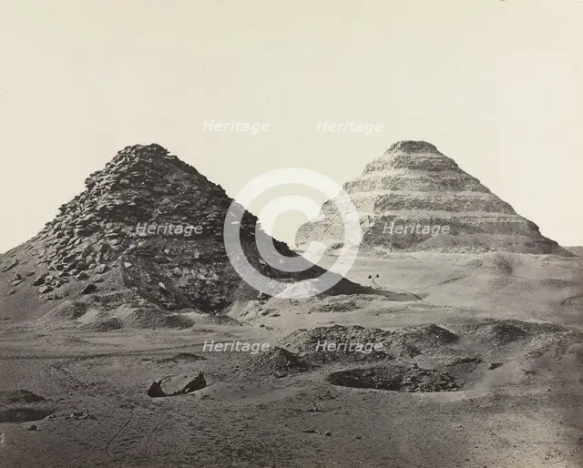The Pyramids of Saqqara, from the Northeast, 1858. Creator: Francis Frith (British, 1822-1898); William Mackenzie.