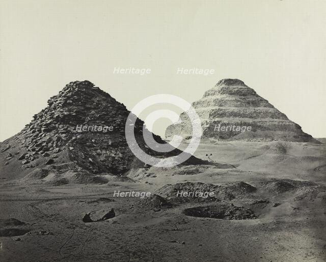 The Pyramids of Saqqara, from the Northeast, 1858. Creator: Francis Frith (British, 1822-1898); William Mackenzie.