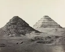 The Pyramids of Saqqara, from the Northeast, 1858. Creator: Francis Frith (British, 1822-1898); William Mackenzie