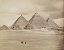 The Pyramids at Giza, 19th century. Creator: Maison Bonfils