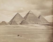 The Pyramids at Giza, 19th century. Creator: Maison Bonfils