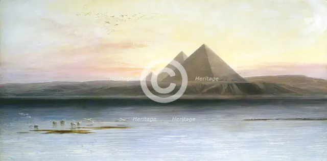 'The Pyramids at Gizeh', 19th century. Artist: Edward Lear
