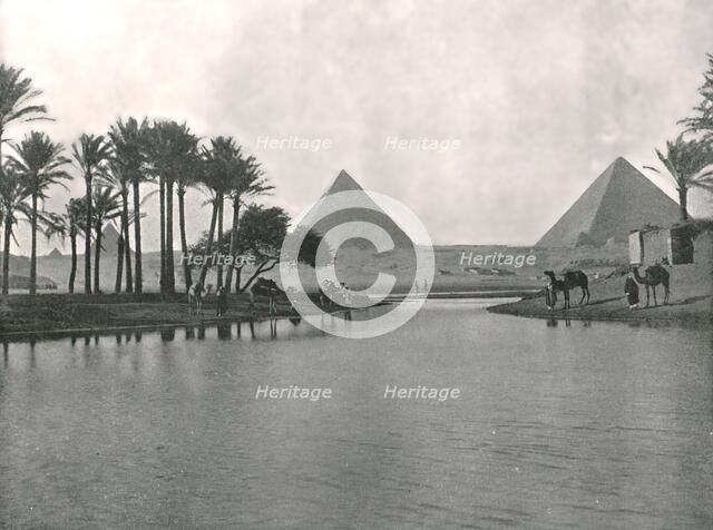 The Pyramids and the Nile, Gizeh, Egypt, 1895.  Creator: W & S Ltd.